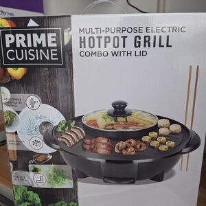 Black Multi-Purpose Electric Hotpot Grill Combo with Lid